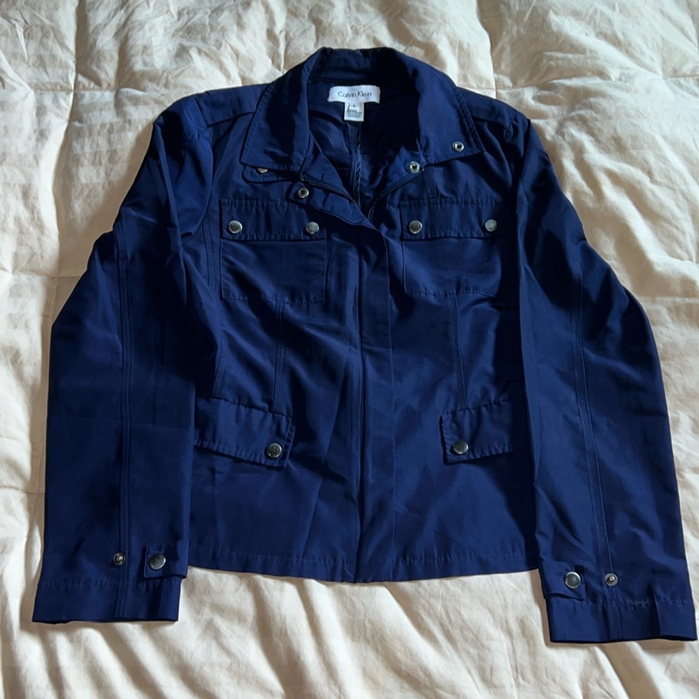 Blue CK Slim Short Rain Coat Sz S